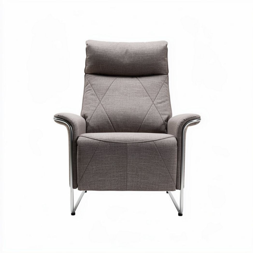 Fotel z funkcją relax w szarym materiale tapicerskim - 90 x 75 x 110cm
