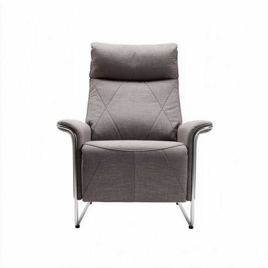 Fotel z funkcją relax w szarym materiale tapicerskim - 90 x 75 x 110cm