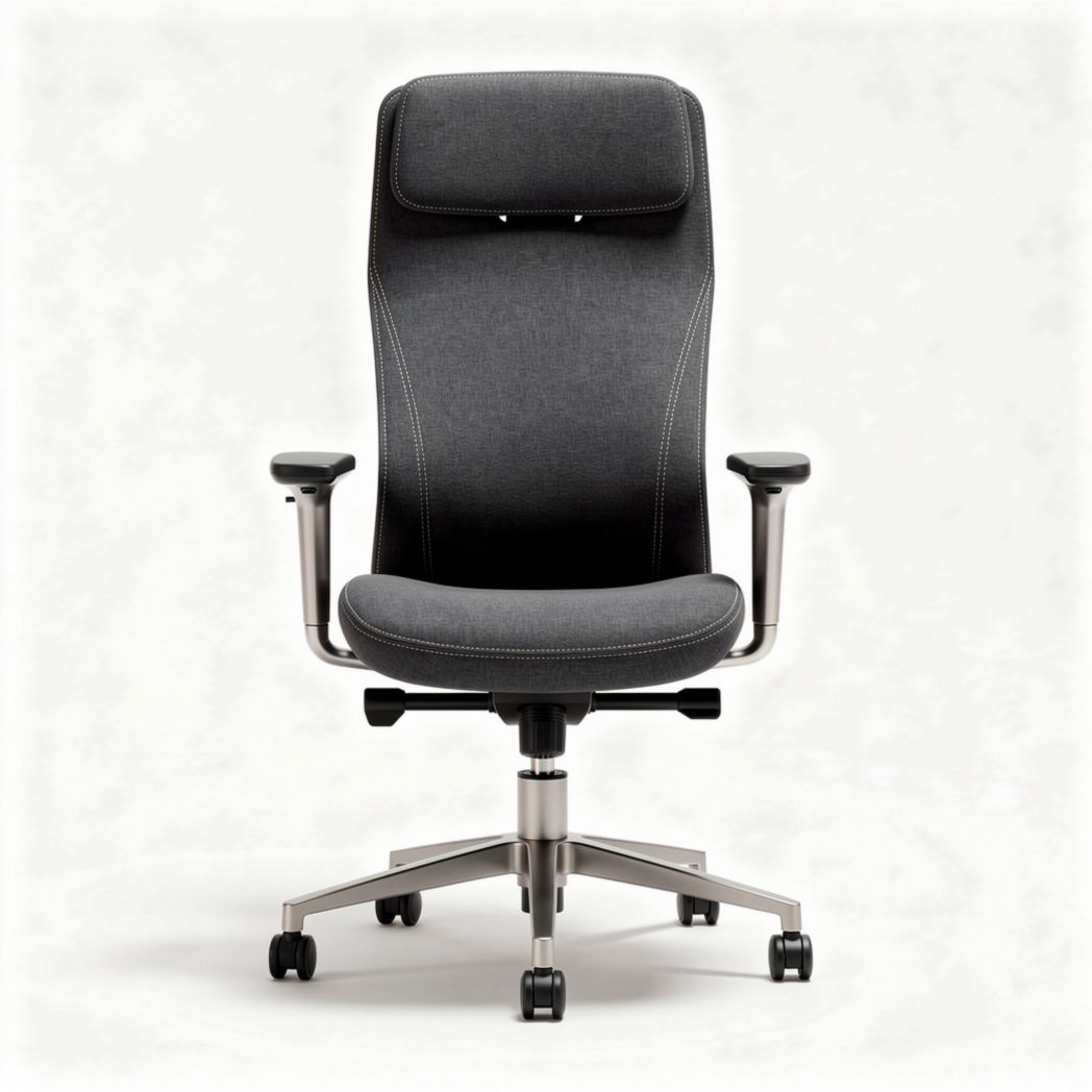 Fotel biurowy z regulowanym oparciem i podłokietnikami z tkaniny - 60 x 60 x 120cm